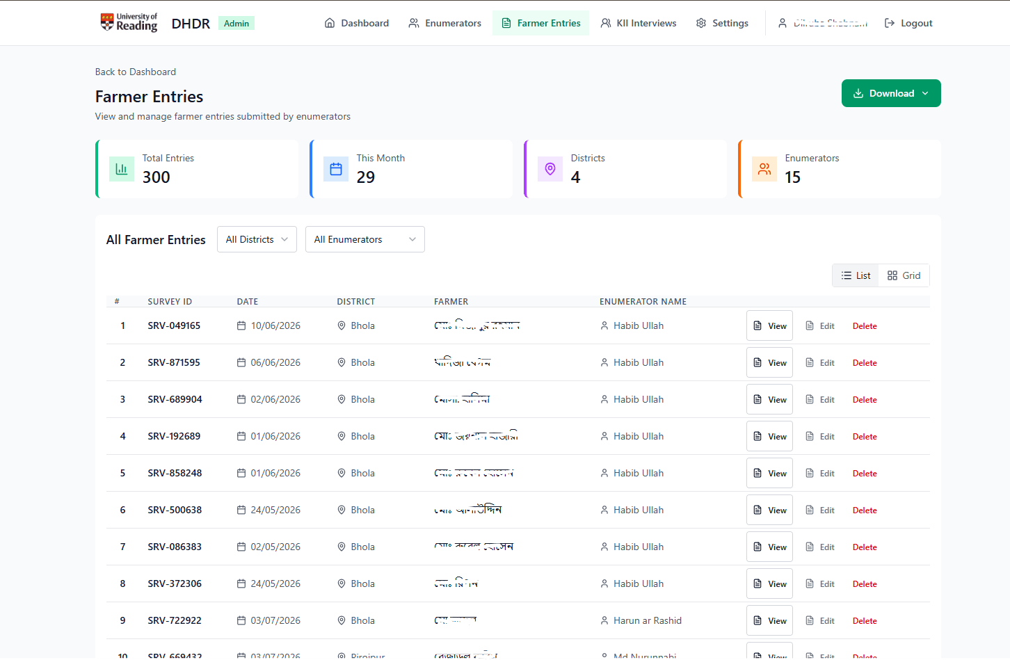 DHDR — Farming Research Data Portal website preview